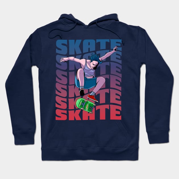 Skateboarder Kickflip Sk8er Boi Skate Skateboarding Hoodie by Noseking